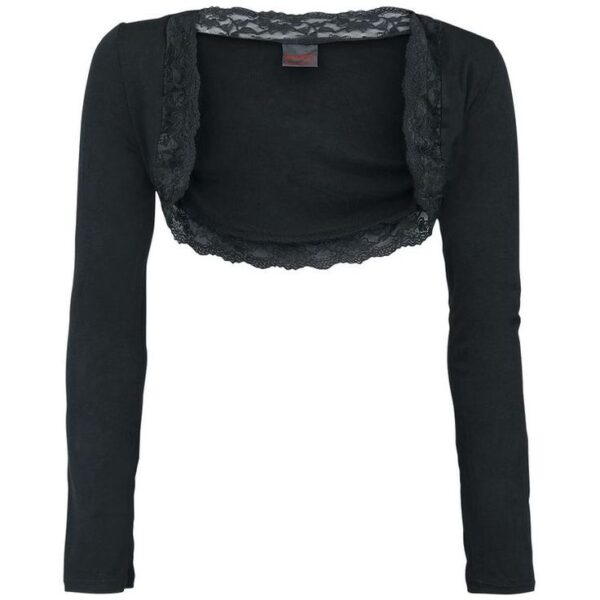 Black bolero decorated with a lace trim