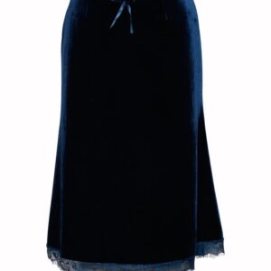 blue velvet maxi skirt