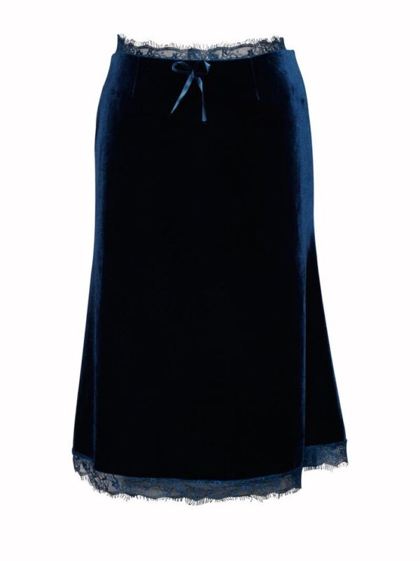 blue velvet maxi skirt